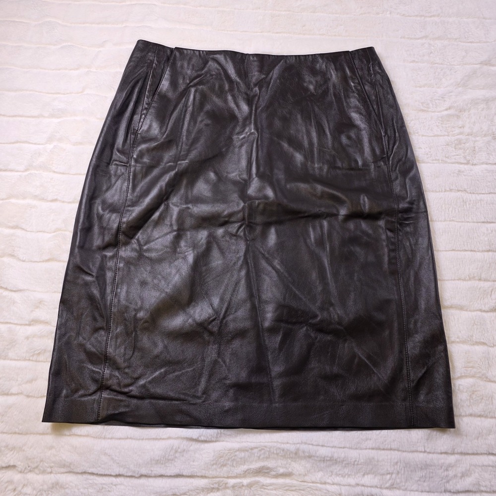 Ralph Lauren Purple Label Carreen Nappa‎ Lambskin Skirt Womens 6 Brown $1,890
